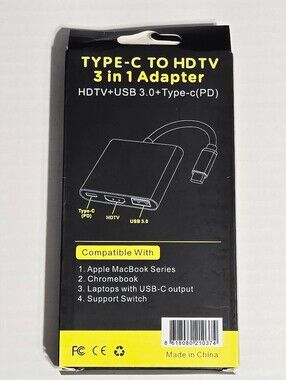 USB-C to HDMI Adapter 3-in-1 4K USB 3.0 PD Charging Hub MacBook Chromebook